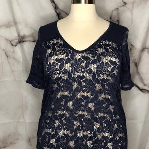 Torrid Blue Lace Top 1X
